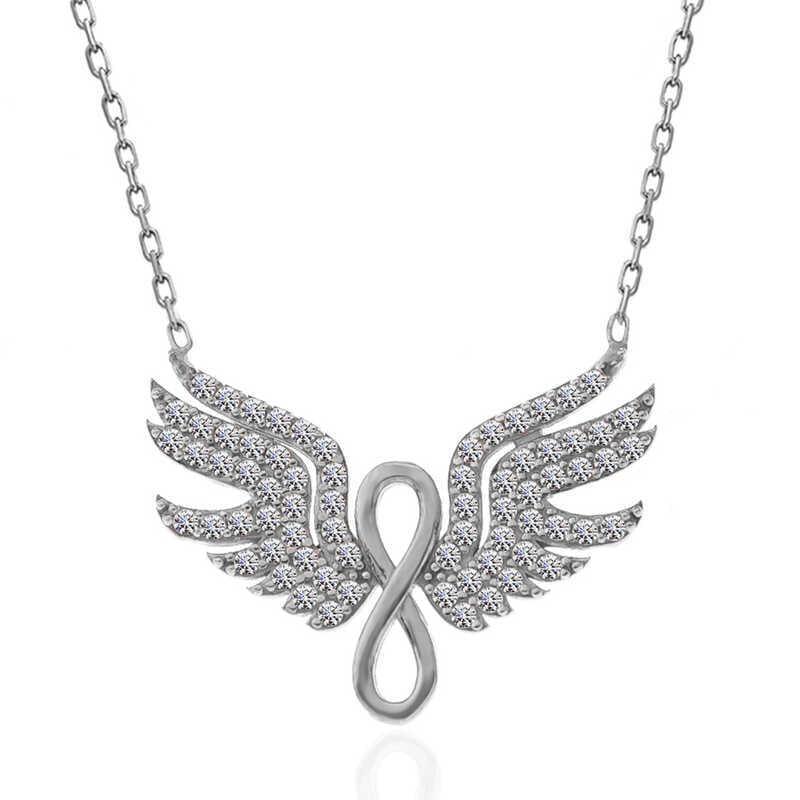 Zilveren Oneindig Engel Vleugel damesketting Zirkonia - Alania Juwelier